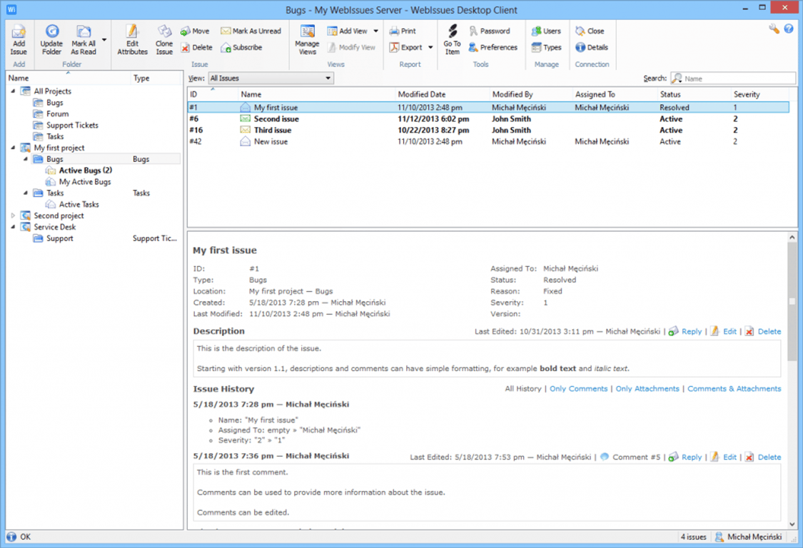WebIssues reporting page