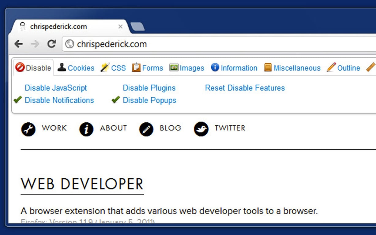 Web developer plugin