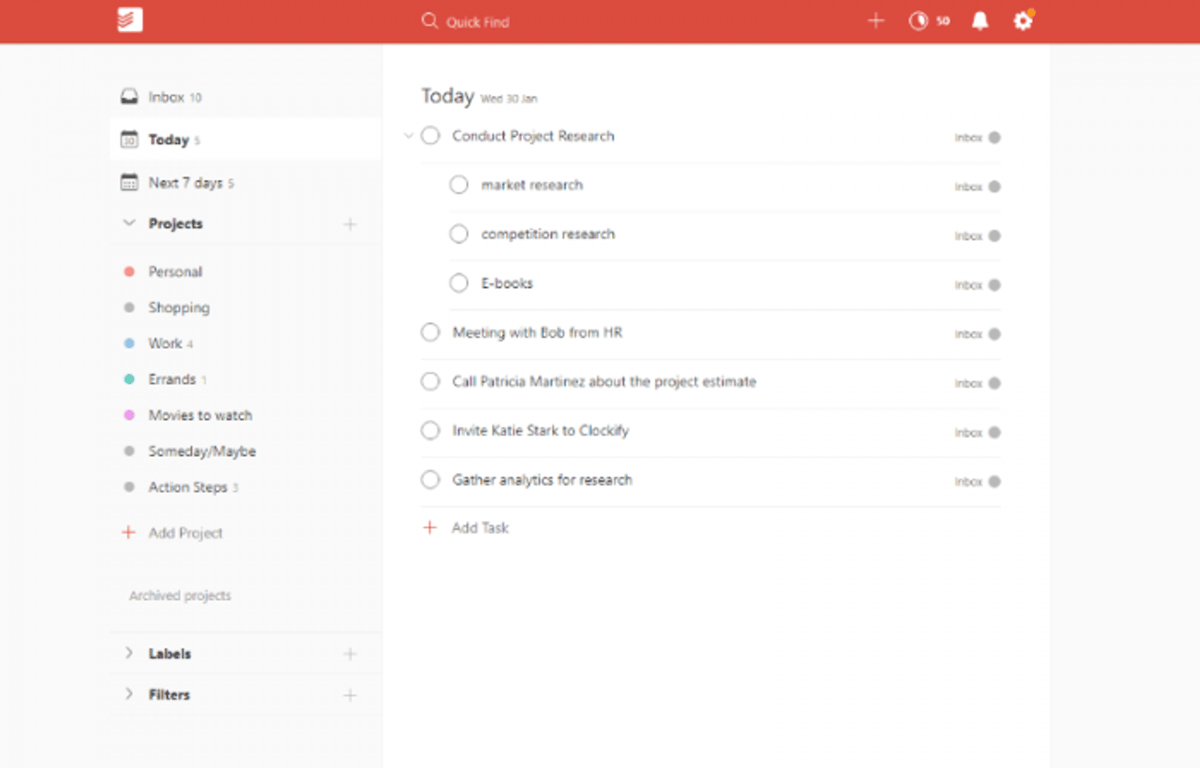 Project management with Todoist